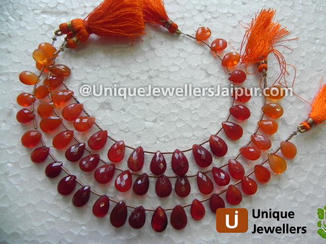 Fire Opal Faceted Pear Beads